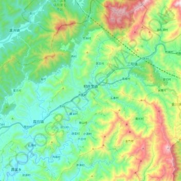 Mappa topografica 杞梓里镇, altitudine, rilievo