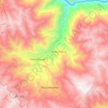 Mappa topografica Pachamarca, altitudine, rilievo