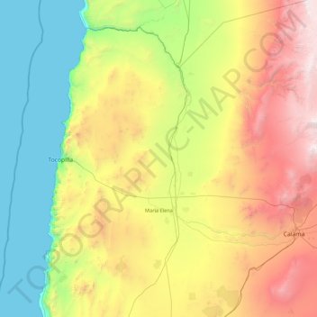 Mappa topografica María Elena, altitudine, rilievo
