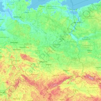 Mappa topografica Elbe, altitudine, rilievo