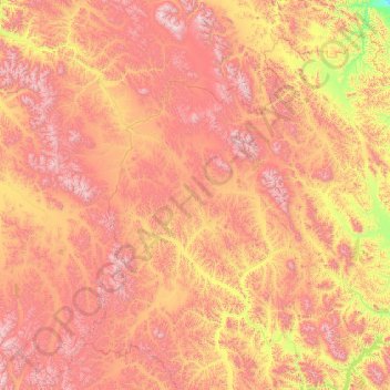 Mappa topografica Сусуманский городской округ, altitudine, rilievo