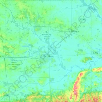 Mappa topografica Saline County, altitudine, rilievo
