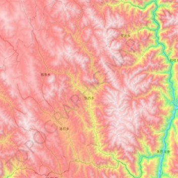 Mappa topografica 宗西乡, altitudine, rilievo