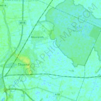 Mappa topografica Thorne, altitudine, rilievo