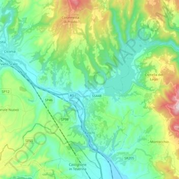 Mappa topografica Baschi, altitudine, rilievo