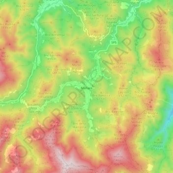Mappa topografica Mallare, altitudine, rilievo