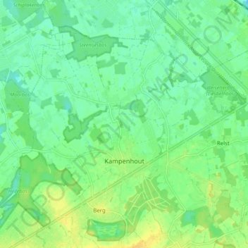 Mappa topografica Kampenhout, altitudine, rilievo
