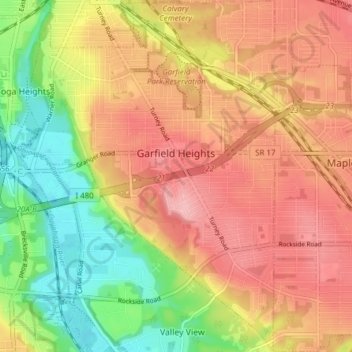 Mappa topografica Garfield Heights, altitudine, rilievo