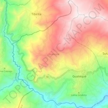 Mappa topografica Guateque, altitudine, rilievo
