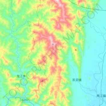 Mappa topografica 茶洞乡, altitudine, rilievo