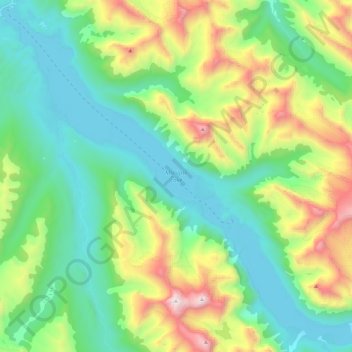 Mappa topografica Maligne Lake, altitudine, rilievo