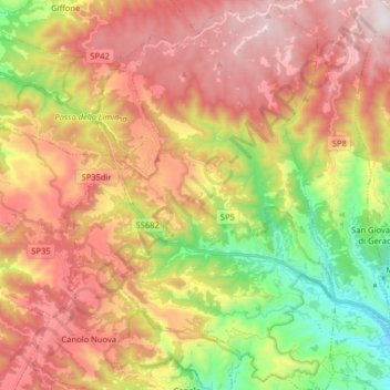 Mappa topografica Mammola, altitudine, rilievo