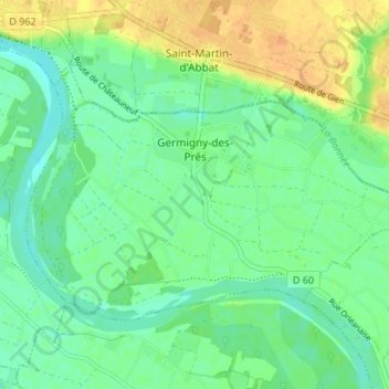 Mappa topografica Germigny-des-Prés, altitudine, rilievo
