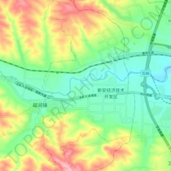 Mappa topografica 新安经济技术开发区, altitudine, rilievo