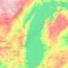 Mappa topografica Lake Michigan, altitudine, rilievo
