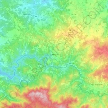 Mappa topografica Quadrazais, altitudine, rilievo