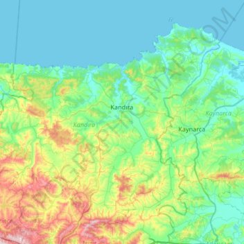 Mappa topografica Kandıra, altitudine, rilievo