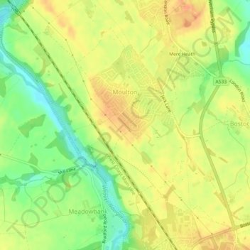 Mappa topografica Moulton, altitudine, rilievo