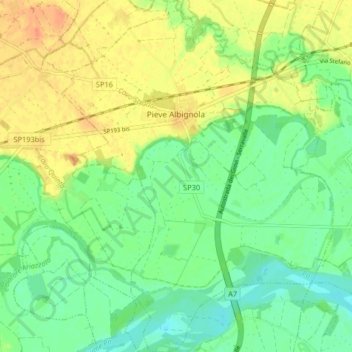 Mappa topografica Pieve Albignola, altitudine, rilievo