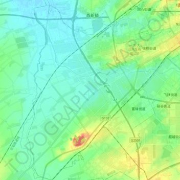 Mappa topografica 长春汽车经济技术开发区, altitudine, rilievo