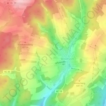 Mappa topografica 96361, altitudine, rilievo