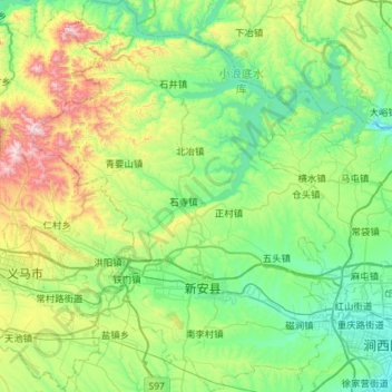 Mappa topografica 新安县, altitudine, rilievo