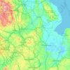 Mappa topografica East Midlands, altitudine, rilievo