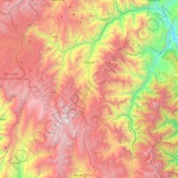 Mappa topografica Chitagá, altitudine, rilievo