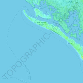Mappa topografica Fort Myers Beach, altitudine, rilievo