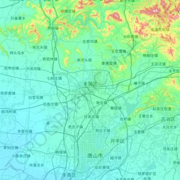 Mappa topografica 丰润区, altitudine, rilievo