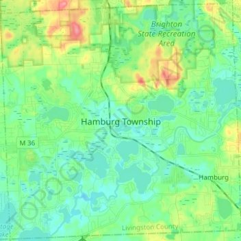 Mappa topografica Hamburg Township, altitudine, rilievo