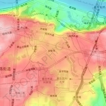 Mappa topografica 石油路街道, altitudine, rilievo