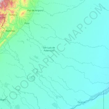 Mappa topografica Trinidad, altitudine, rilievo