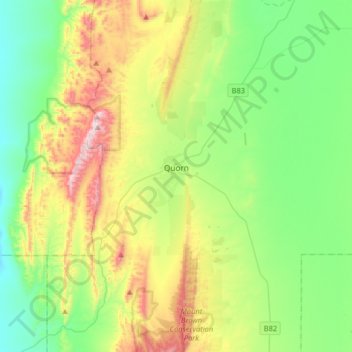 Mappa topografica Quorn, altitudine, rilievo