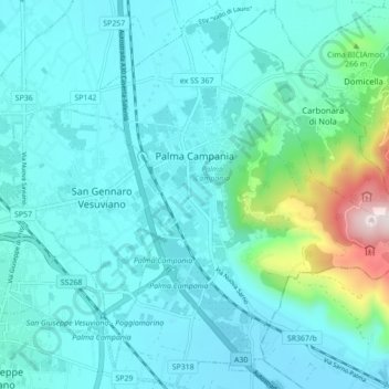 Mappa topografica Palma Campania, altitudine, rilievo