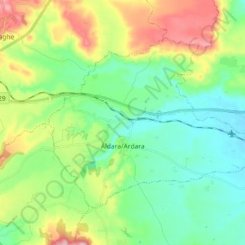 Mappa topografica Ardara, altitudine, rilievo