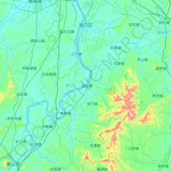 Mappa topografica 渌口区, altitudine, rilievo