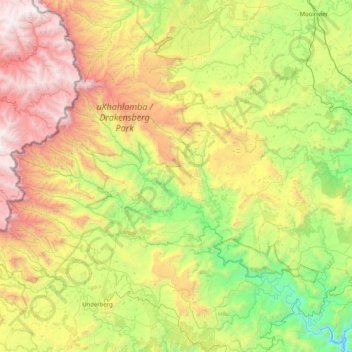 Mappa topografica Impendle Local Municipality, altitudine, rilievo