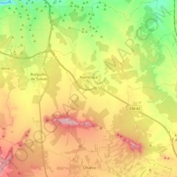 Mappa topografica Nambroca, altitudine, rilievo