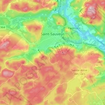 Mappa topografica Saint-Sauveur, altitudine, rilievo