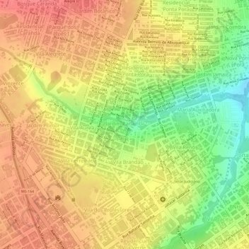 Mappa topografica Jardim Panambi, altitudine, rilievo