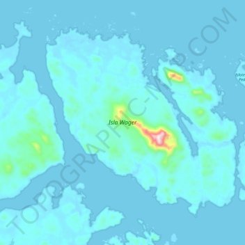Mappa topografica Isla Wager, altitudine, rilievo