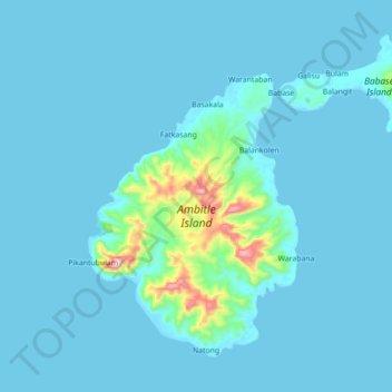 Mappa topografica Feni Islands, altitudine, rilievo