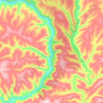 Mappa topografica Lena River, altitudine, rilievo