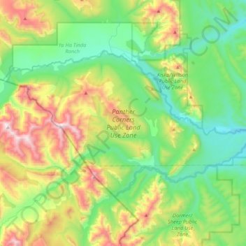 Mappa topografica Panther Corners Public Land Use Zone, altitudine, rilievo