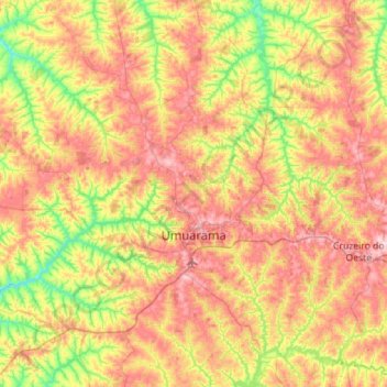 Mappa topografica Umuarama, altitudine, rilievo