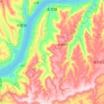 Mappa topografica 太龙镇, altitudine, rilievo