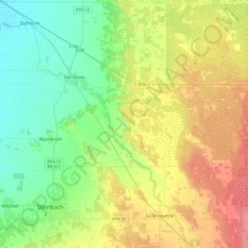 Mappa topografica Rural Municipality of Ste. Anne, altitudine, rilievo