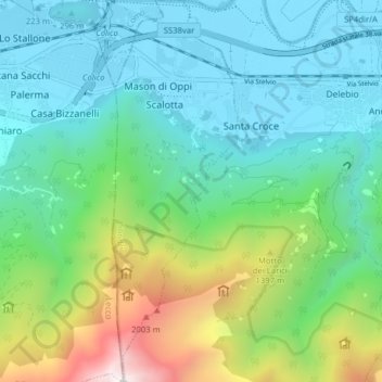 Mappa topografica Piantedo, altitudine, rilievo