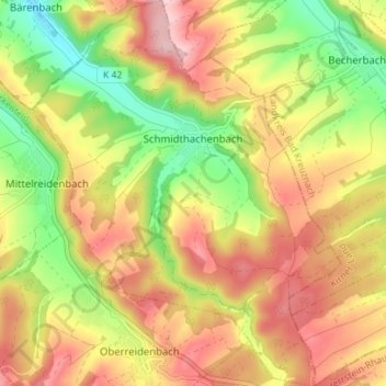 Mappa topografica Schmidthachenbach, altitudine, rilievo